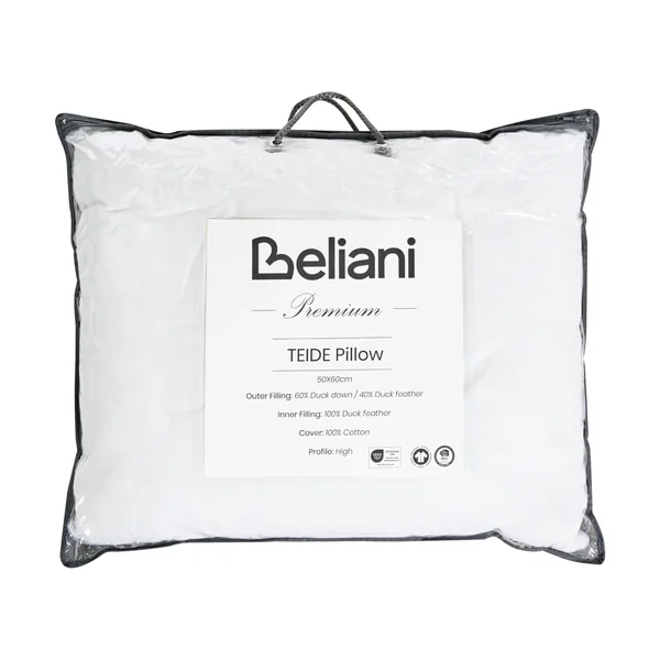 3-Chamber Bed Pillow TEIDE High Duck Feathers and Down 50 x 60 cm White