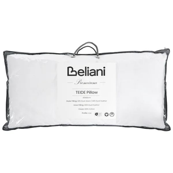 3-Chamber Bed Pillow TEIDE Low Duck Feathers and Down 40 x 80 cm White