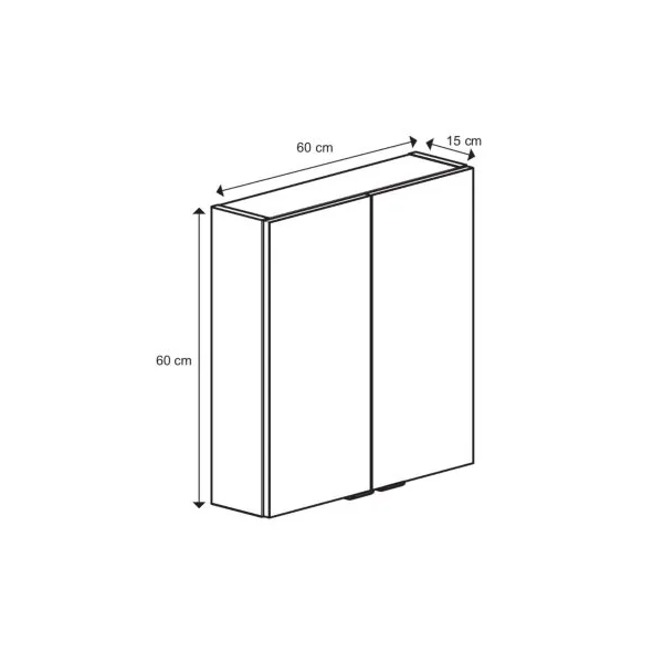 Armoire de salle de bains faible profondeur gris brillant l.60 x H.60 x P.15 cm, GoodHome Imandra