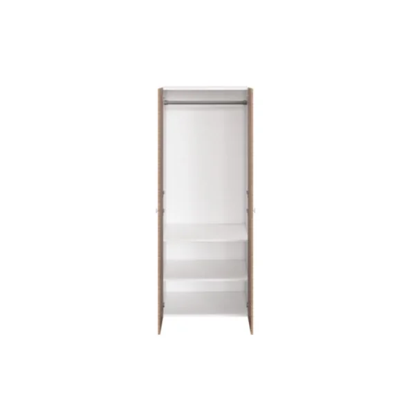Armoire penderie 2 portes battantes effet chêne chaud et blanc GoodHome Atomia H. 187 x L. 75 x P. 58 cm
