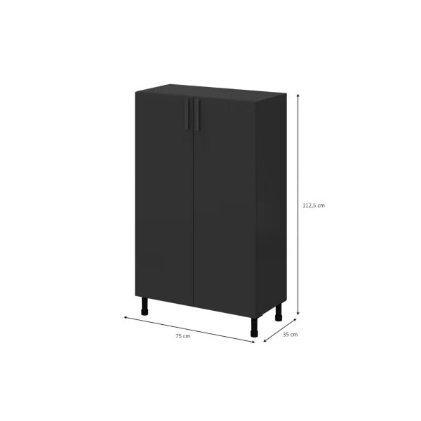 Armoire penderie 2 portes battantes noire GoodHome Atomia H. 112,5 x L. 75 x P. 35 cm