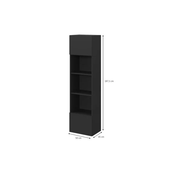 Armoire penderie 2 portes battantes noire GoodHome Atomia H. 187,5 x L. 50 x P. 35 cm