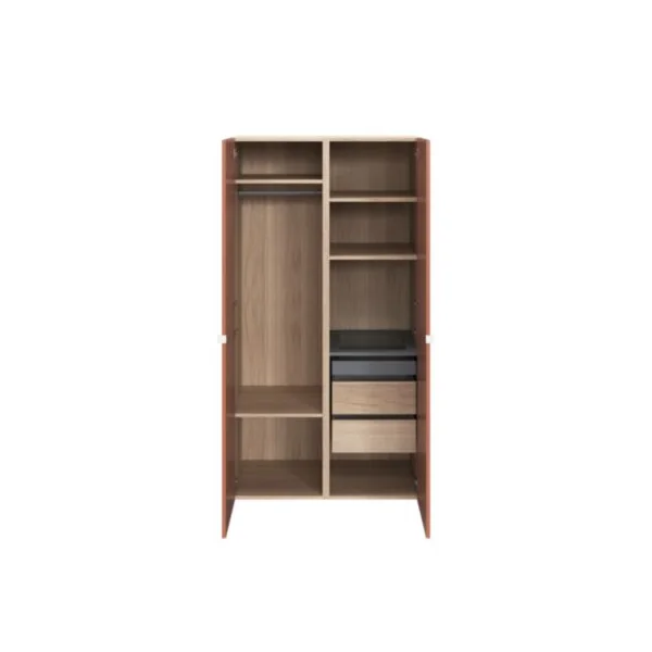 Armoire penderie 2 portes battantes terracotta et effet chêne GoodHome Atomia H. 187 x L. 100 x P. 58 cm