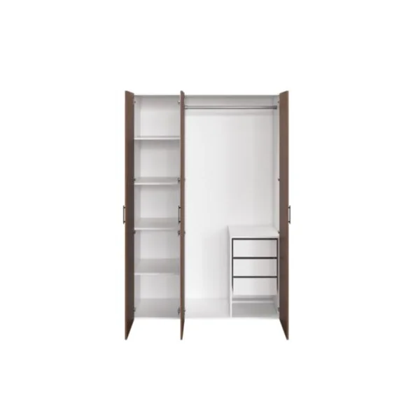 Armoire penderie 3 portes battantes effet noyer GoodHome Atomia H. 225 x L. 150 x P. 58 cm