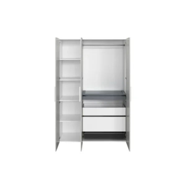 Armoire penderie 3 portes battantes gris clair et blanc GoodHome Atomia H. 225 x L. 150 x P. 58 cm