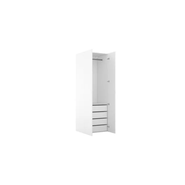 Armoire penderie blanche 4 tiroirs GoodHome Atomia H. 225 x L. 75 x P. 58 cm