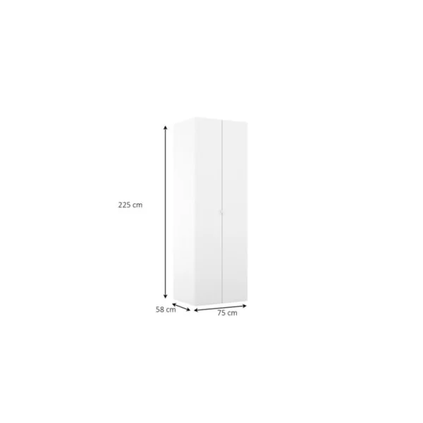 Armoire penderie blanche 4 tiroirs GoodHome Atomia H. 225 x L. 75 x P. 58 cm