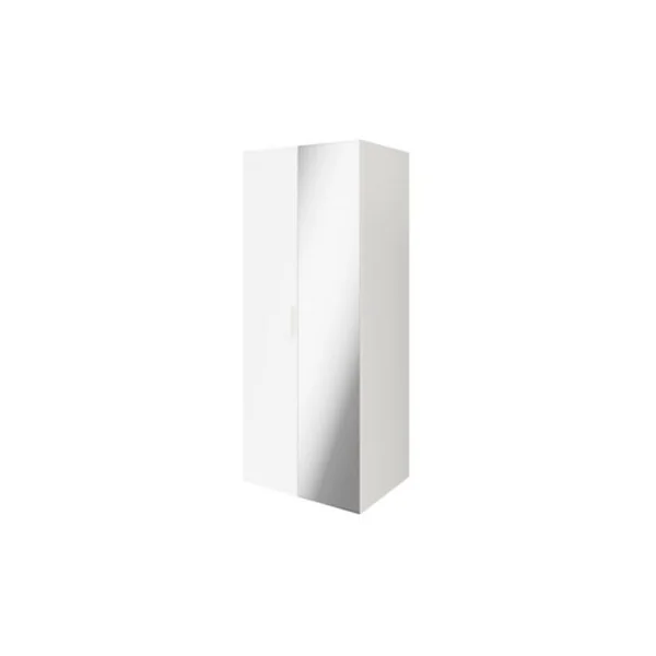 Armoire penderie blanche portes battantes miroir et blanches GoodHome Atomia H. 187,5 x L. 75 x P. 60 cm