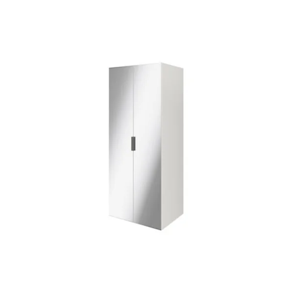 Armoire penderie blanche portes battantes miroir GoodHome Atomia H. 187,5 x L. 75 x P. 60 cm