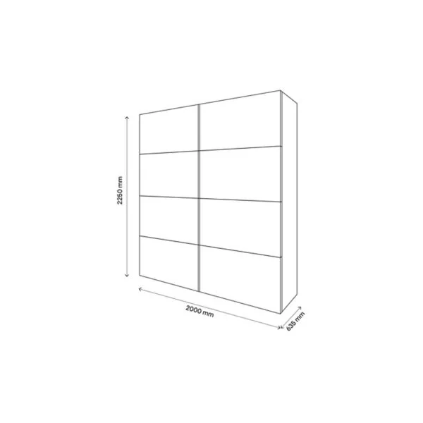 Armoire penderie blanche portes coulissantes blanches brillantes GoodHome Atomia H. 225 x L. 200 x P. 63,5 cm