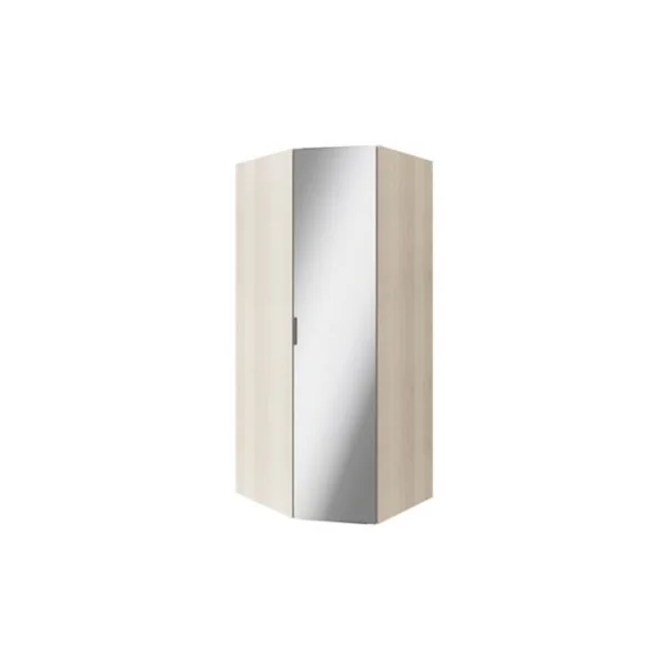 Armoire penderie d'angle effet chêne avec porte battante miroir GoodHome Atomia H. 225 x L. 100 x P. 89 cm