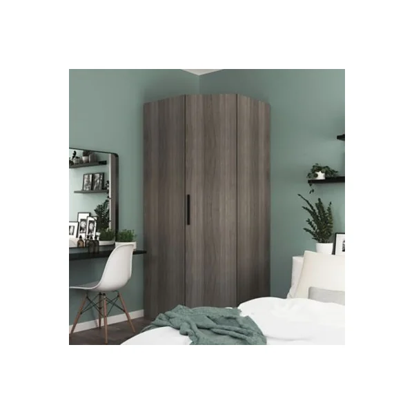 Armoire penderie d'angle effet chêne grisé avec porte battante GoodHome Atomia H. 225 x L. 100 x P. 89 cm