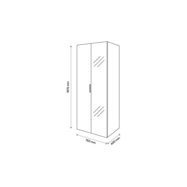 Armoire penderie effet chêne portes battantes miroir et effet chêne GoodHome Atomia H. 187,5 x L. 75 x P. 60 cm
