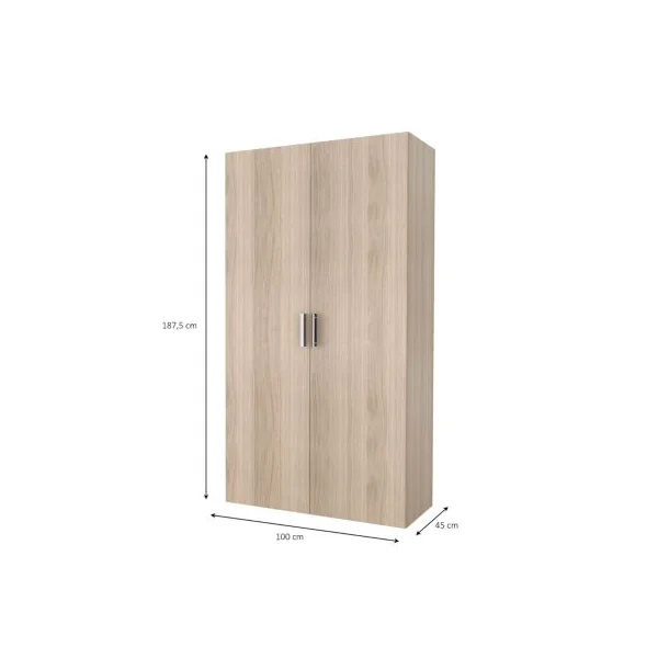 Armoire penderie portes battantes effet chêne GoodHome Atomia H. 187,5 x L. 100 x P. 45 cm