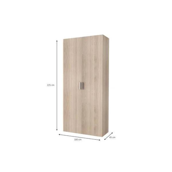 Armoire penderie portes battantes effet chêne GoodHome Atomia H. 225 x L. 100 x P. 45 cm