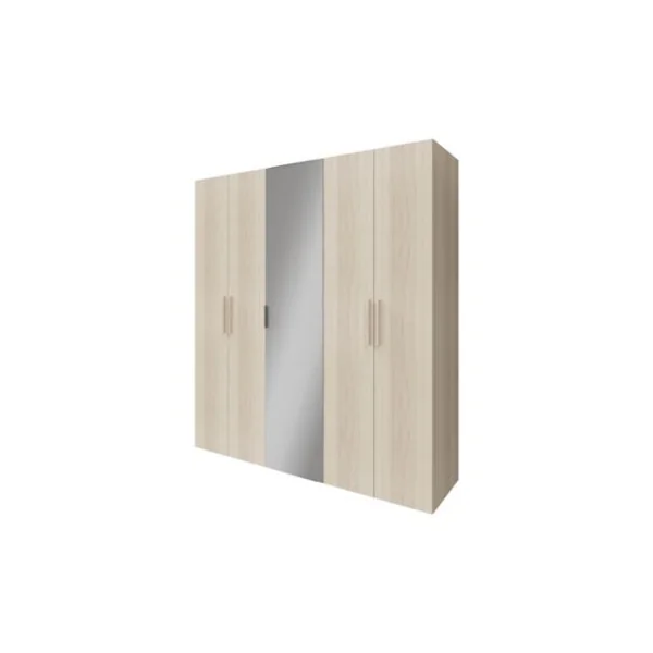 Armoire penderie portes battantes miroir et effet chêne GoodHome Atomia H. 225 x L. 200 x P. 60 cm