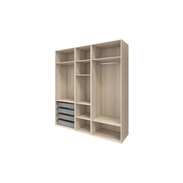 Armoire penderie portes battantes miroir et effet chêne GoodHome Atomia H. 225 x L. 200 x P. 60 cm