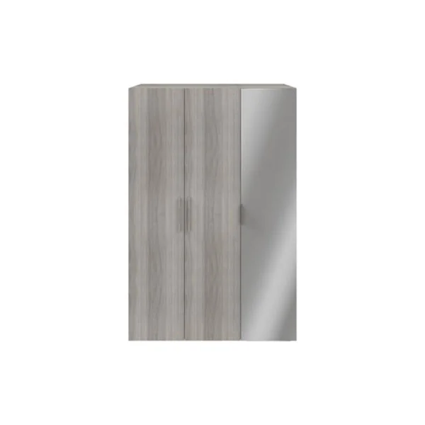 Armoire penderie portes battantes miroir et effet chêne grisé GoodHome Atomia H. 225 x L. 150 x P. 60 cm