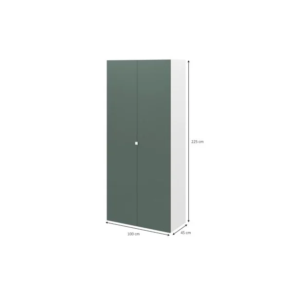 Armoire penderie portes battantes vert forêt et blanc GoodHome Atomia H. 225 x L. 100 x P. 45 cm