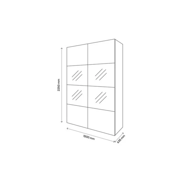 Armoire penderie portes coulissantes blanches brillantes et anthracite brillant GoodHome Atomia H. 225 x L. 150 x P. 63,5 cm