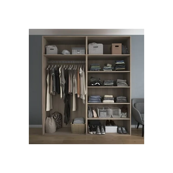Armoire penderie portes coulissantes effet chêne GoodHome Atomia H. 225 x L. 200 x P. 63,5 cm