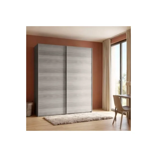 Armoire penderie portes coulissantes effet chêne grisé GoodHome Atomia H. 225 x L. 200 x P. 63,5 cm