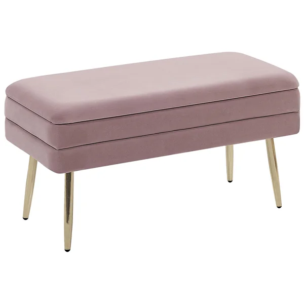 Banc de rangement rembourré DURHAM Velours Rose