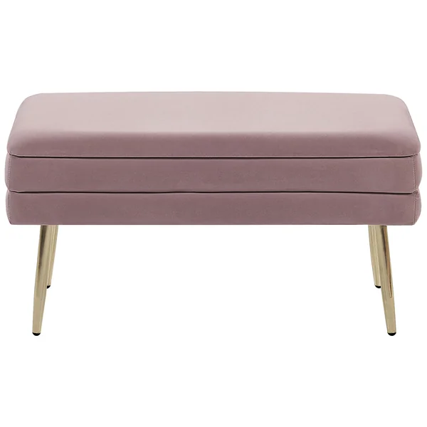 Banc de rangement rembourré DURHAM Velours Rose
