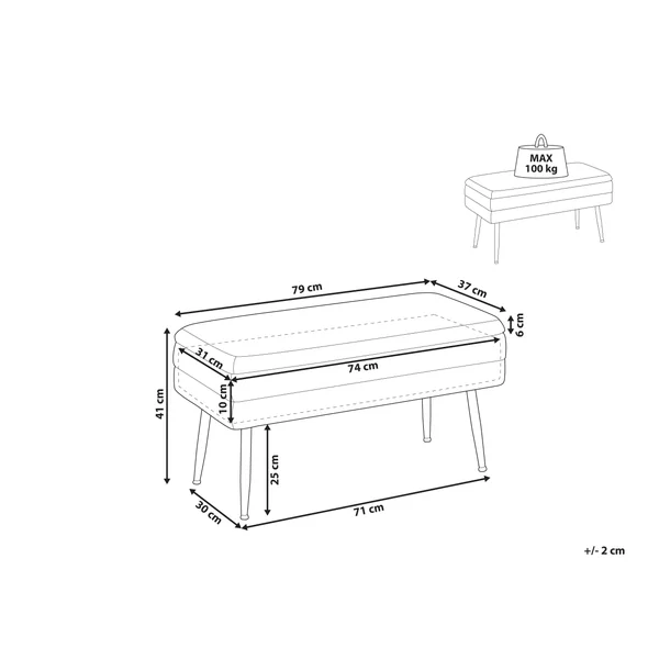 Banc de rangement rembourré DURHAM Velours Rose