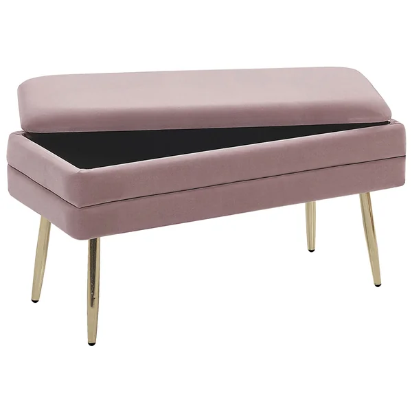 Banc de rangement rembourré DURHAM Velours Rose
