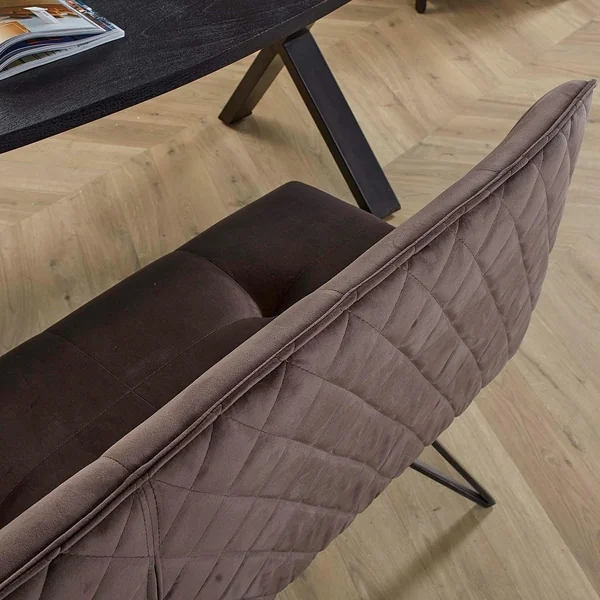 Banc de table à manger en velours gris 160 cm MELBOURNE