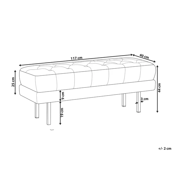 Banc rembourré ROSEVILLE Velours Rouge foncé