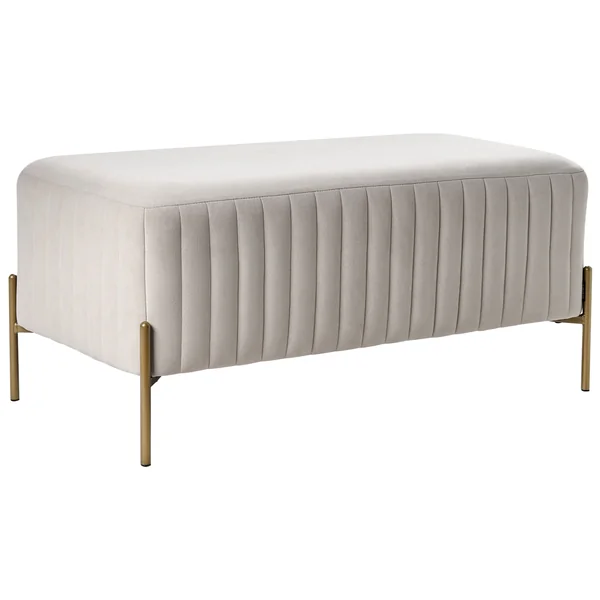 Banc rembourré UTAH Velours Blanc cassé