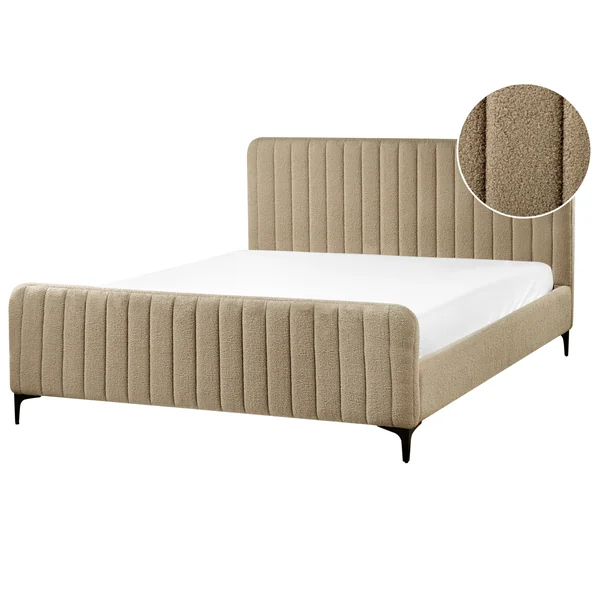 Bed Boucle LUNAN 160 x 200 cm (EU King Size) Taupe