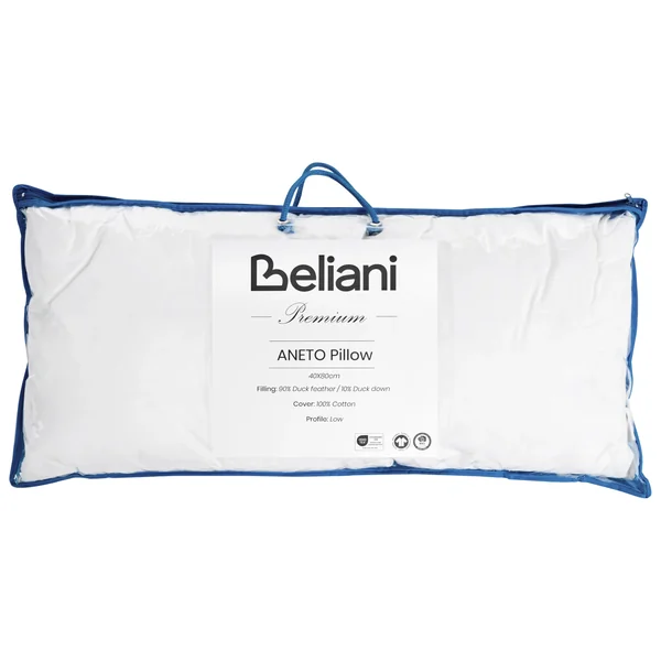 Bed Pillow ANETO Low Duck Feathers and Down 40 x 80 cm White