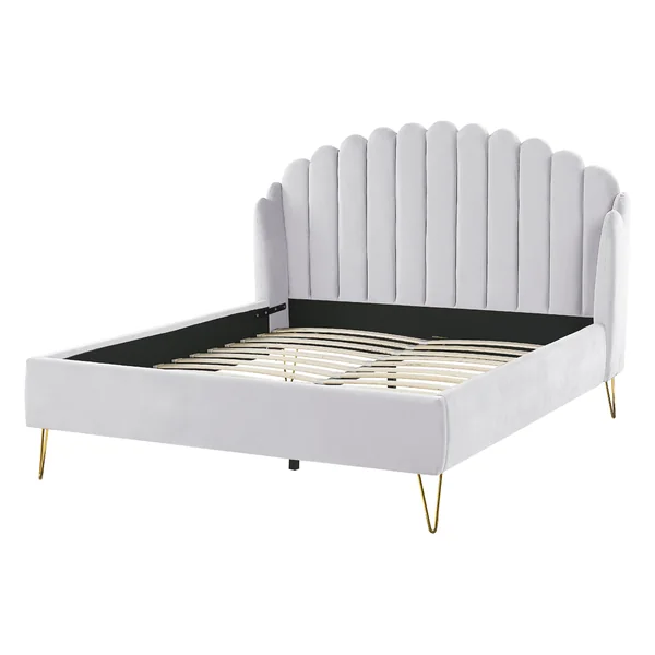 Bed Velvet AMBILLOU 140 x 200 cm (EU Double) Light Grey