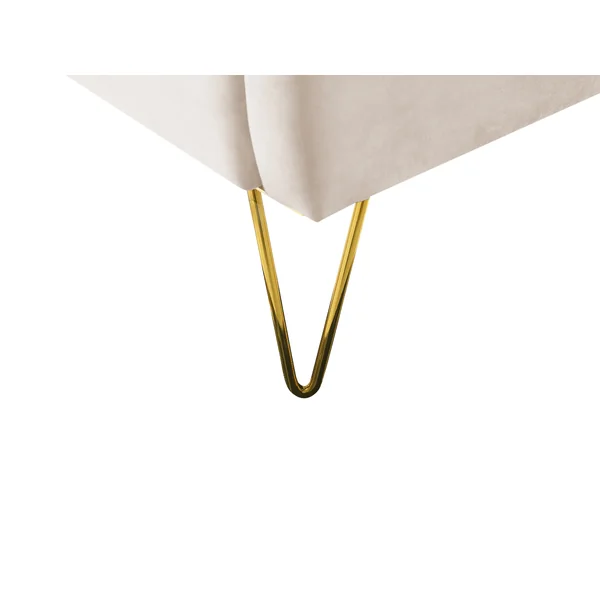 Bed Velvet AMBILLOU 160 x 200 cm (EU King Size) Light Beige