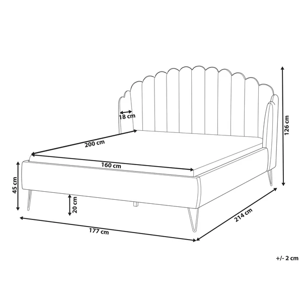 Bed Velvet AMBILLOU 160 x 200 cm (EU King Size) Light Beige