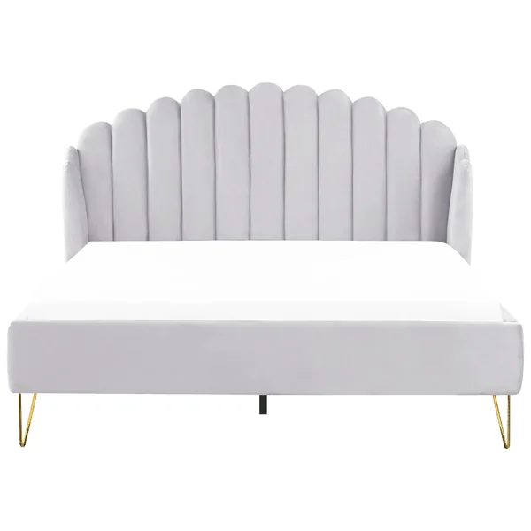 Bed Velvet AMBILLOU 180 x 200 cm (EU Super King) Light Grey