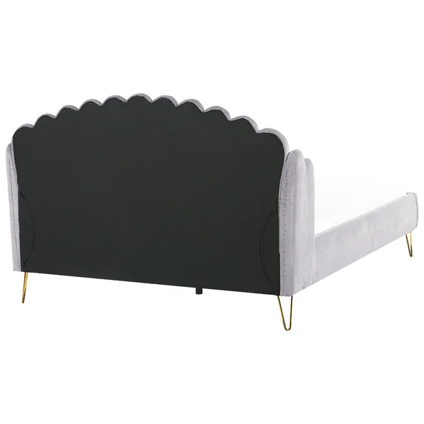 Bed Velvet AMBILLOU 180 x 200 cm (EU Super King) Light Grey