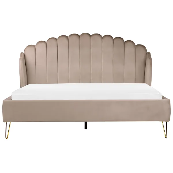 Bed Velvet AMBILLOU 180 x 200 cm (EU Super King) Taupe