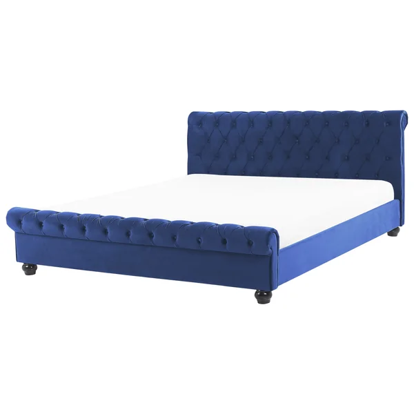 Bed Velvet AVALLON 180 x 200 cm (EU Super King) Navy Blue