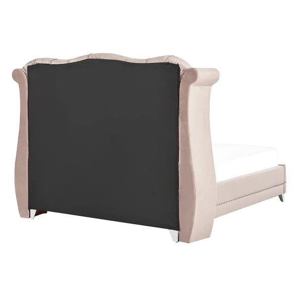 Bed Velvet AYETTE 160 x 200 cm (EU King Size) Pastel Pink