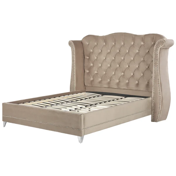 Bed Velvet AYETTE 180 x 200 cm (EU Super King) Taupe