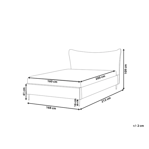 Bed Velvet CHALEIX 160 x 200 cm (EU King Size) Light Grey