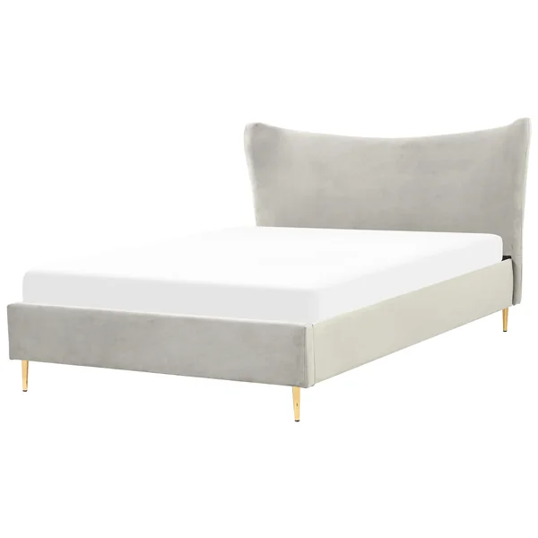 Bed Velvet CHALEIX 160 x 200 cm (EU King Size) Light Grey
