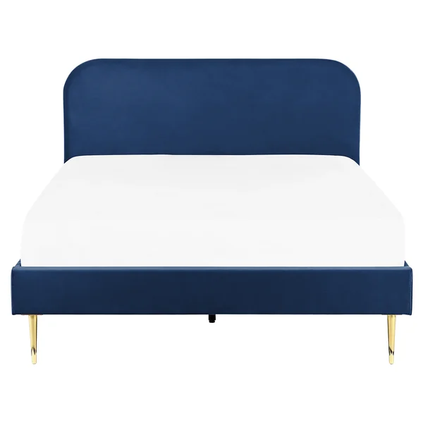 Bed Velvet FLAYAT 160 x 200 cm (EU King Size) Navy Blue