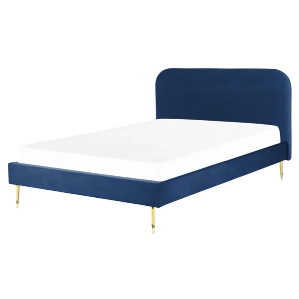 Bed Velvet FLAYAT 160 x 200 cm (EU King Size) Navy Blue