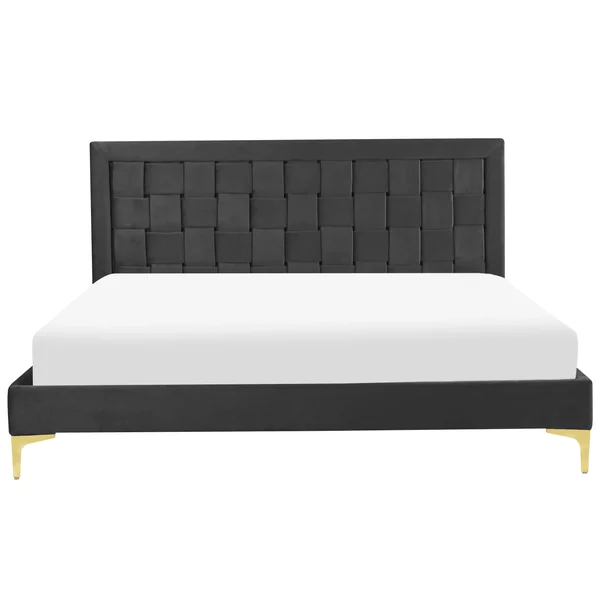 Bed Velvet LIMOUX 160 x 200 cm (EU King Size) Black