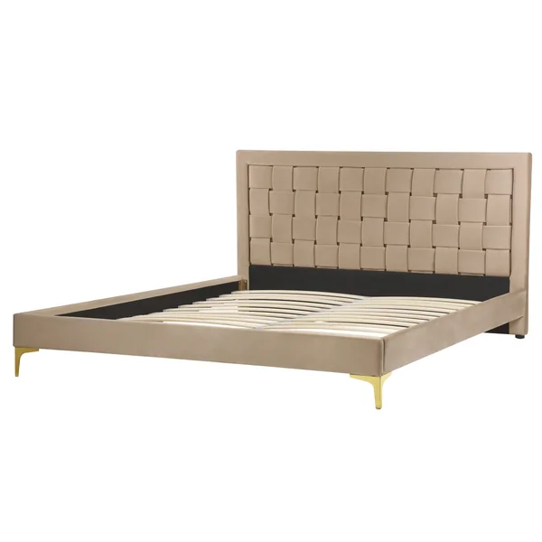 Bed Velvet LIMOUX 160 x 200 cm (EU King Size) Taupe